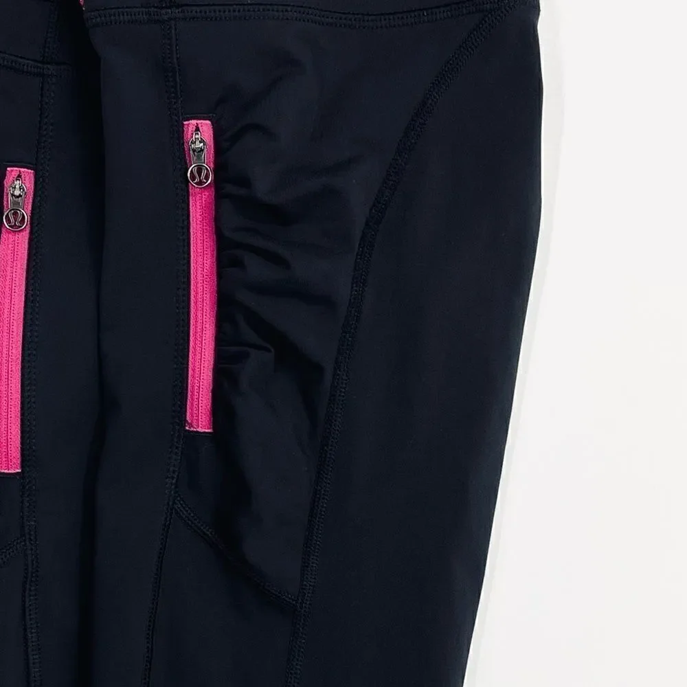 Lululemon Passion Crop III Black Flashback Static Caspian Jeweled Magenta - 4